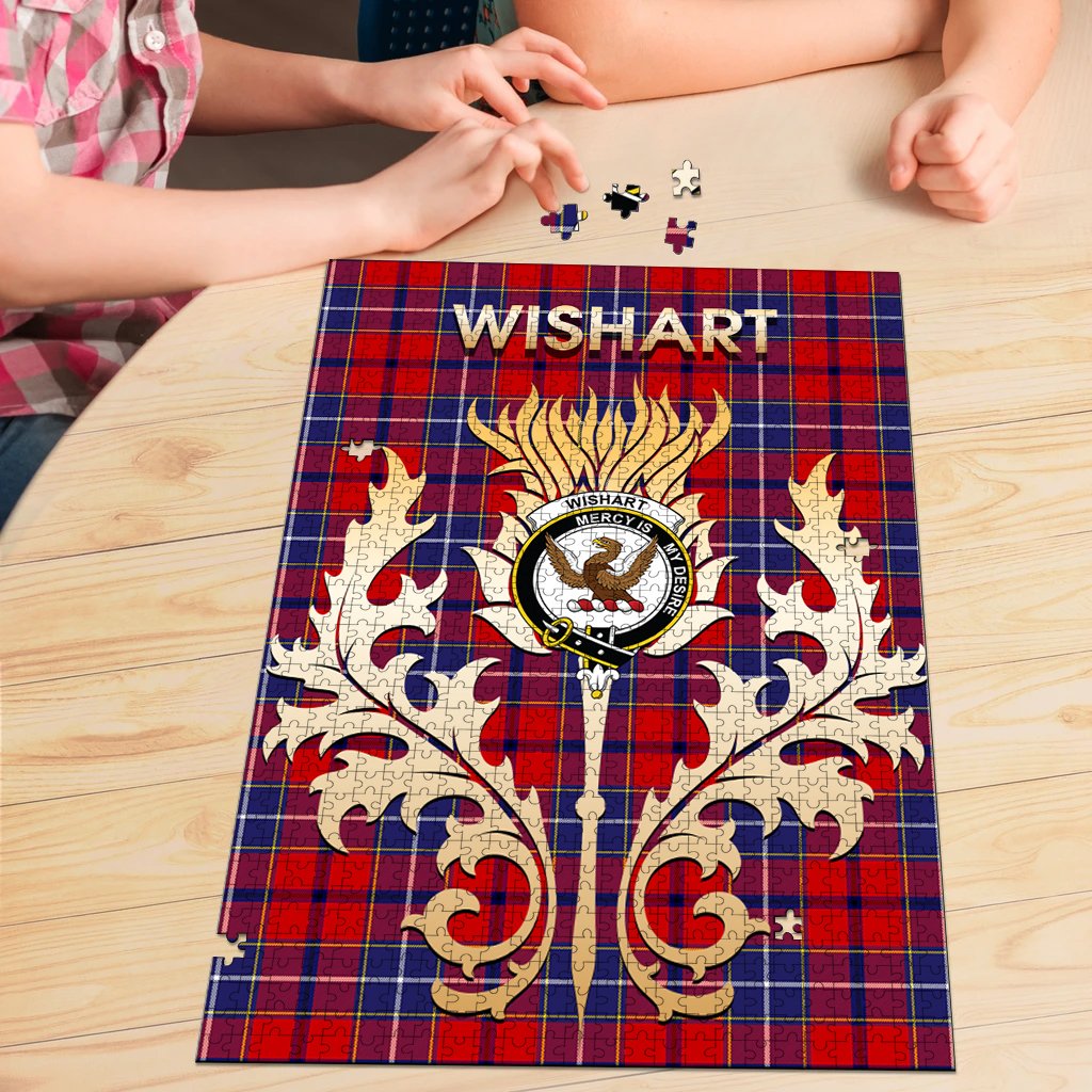 Clan Wishart Dress Tartan Crest Thistle Jigsaw Puzzles Gift For Family MJ98 Clan Wishart Tartan Today   