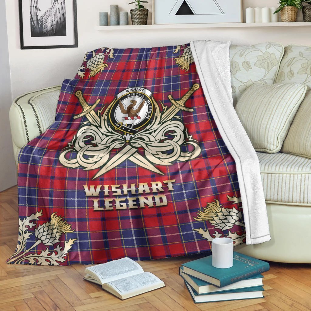 Clan Wishart Dress Tartan Gold Courage Symbol Blanket MU62 Clan Wishart Tartan Today   