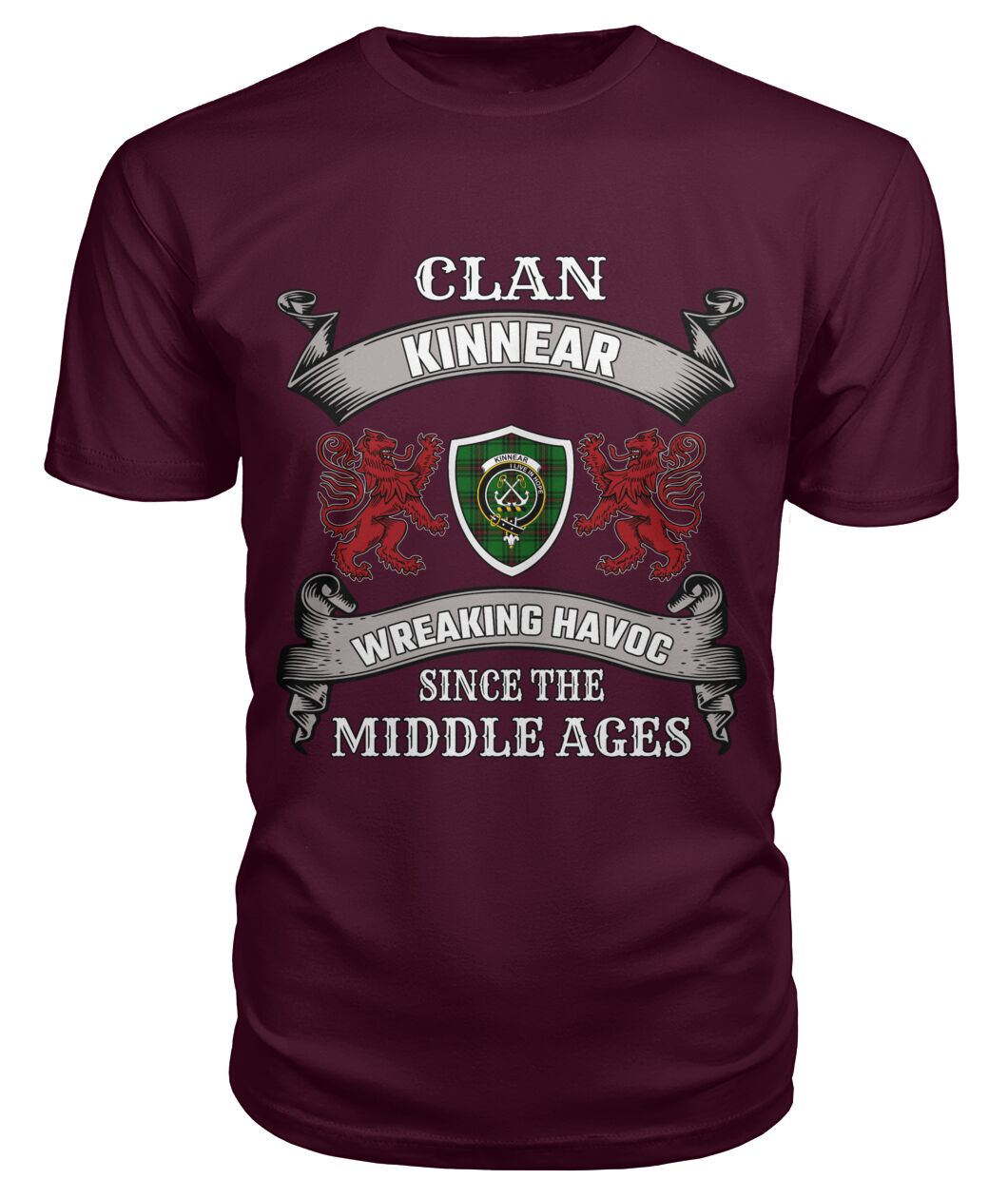 Clan Kinnear Family Tartan 2D T-shirt IQ33 Kinnear Tartan Clan Tartan T-Shirt Maroon S Kinnear Tartan Clan