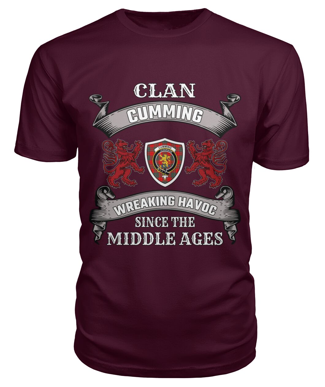 Clan Cumming Family Tartan 2D T-ShirtZH90 Cumming Tartan 2D T-Shirt Tartan T-Shirt Maroon S Cumming Tartan 2D T-Shirt