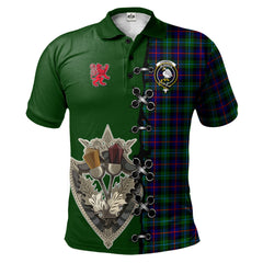 Clan Campbell of Cawdor Modern Tartan Polo Shirt - Lion Rampant And Celtic Thistle Style HB26 Campbell of Cawdor Modern Tartan Tartan Polo   