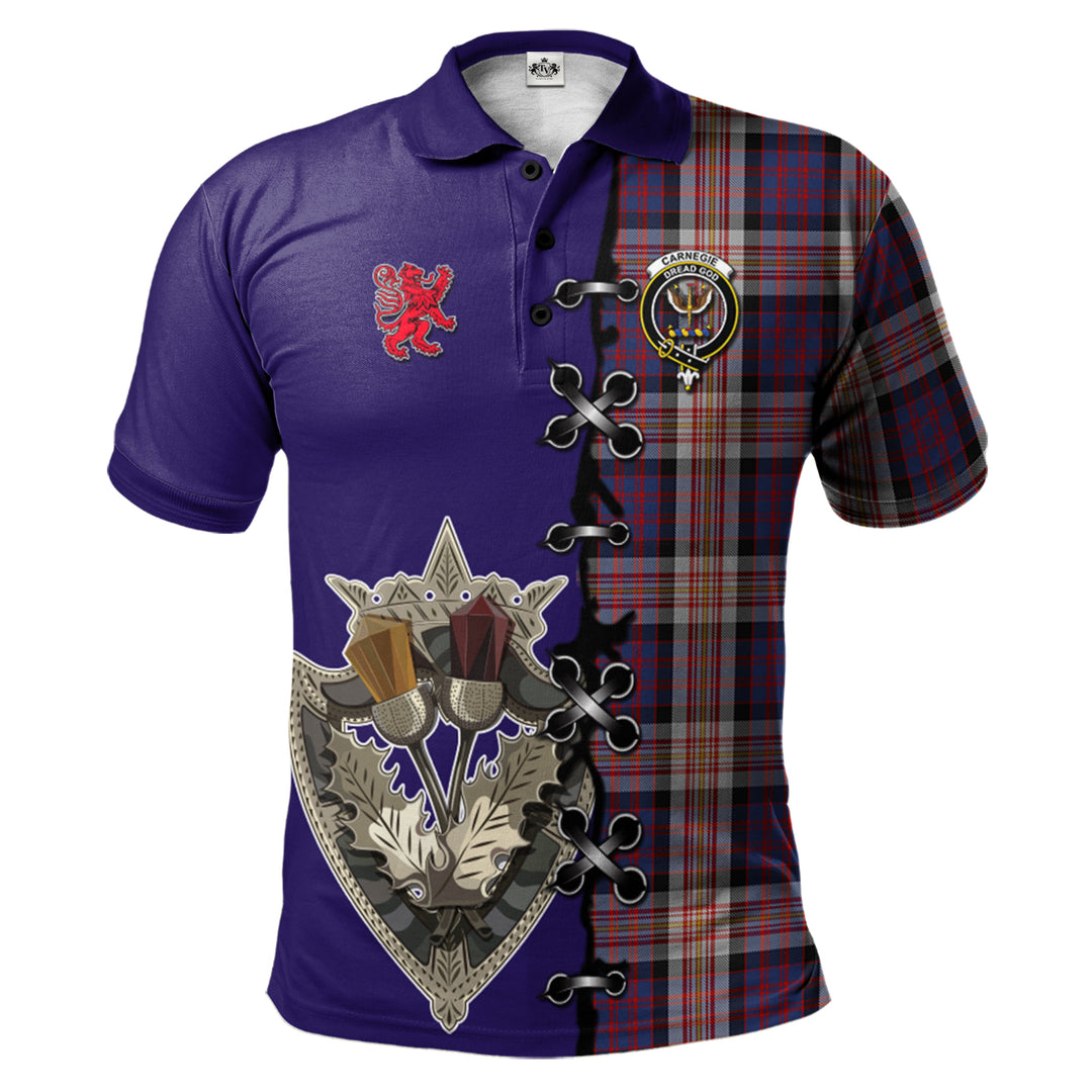 Clan Carnegie Tartan Polo Shirt - Lion Rampant And Celtic Thistle Style QD99 Carnegie Tartan Tartan Polo   