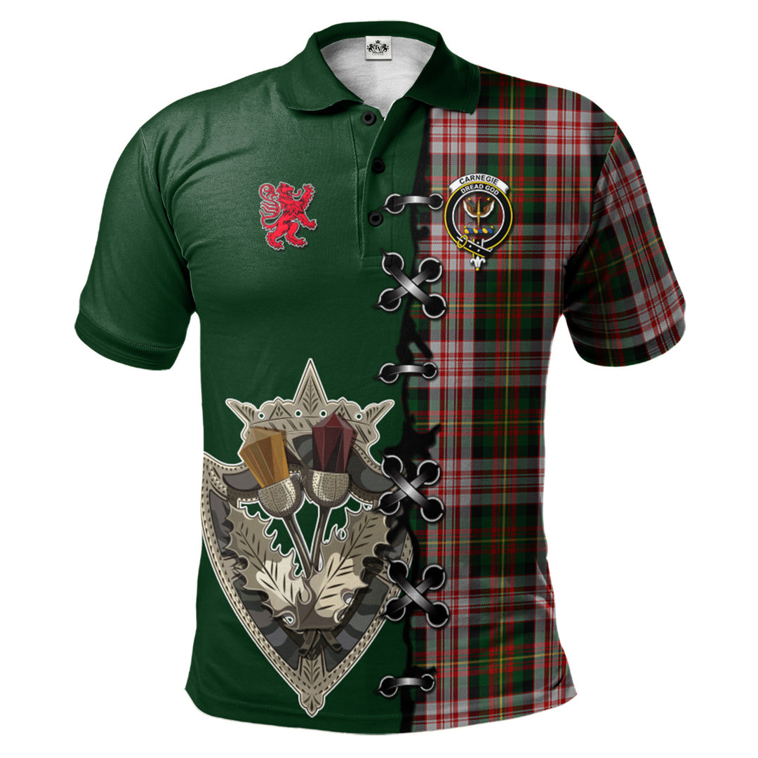 Clan Carnegie Dress Tartan Polo Shirt - Lion Rampant And Celtic Thistle Style LI62 Carnegie Dress Tartan Tartan Polo   