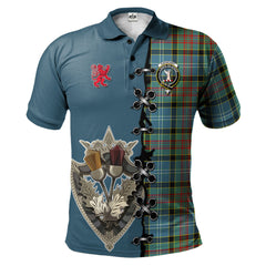 Clan Cathcart Tartan Polo Shirt - Lion Rampant And Celtic Thistle Style XN39 Cathcart Tartan Tartan Polo   