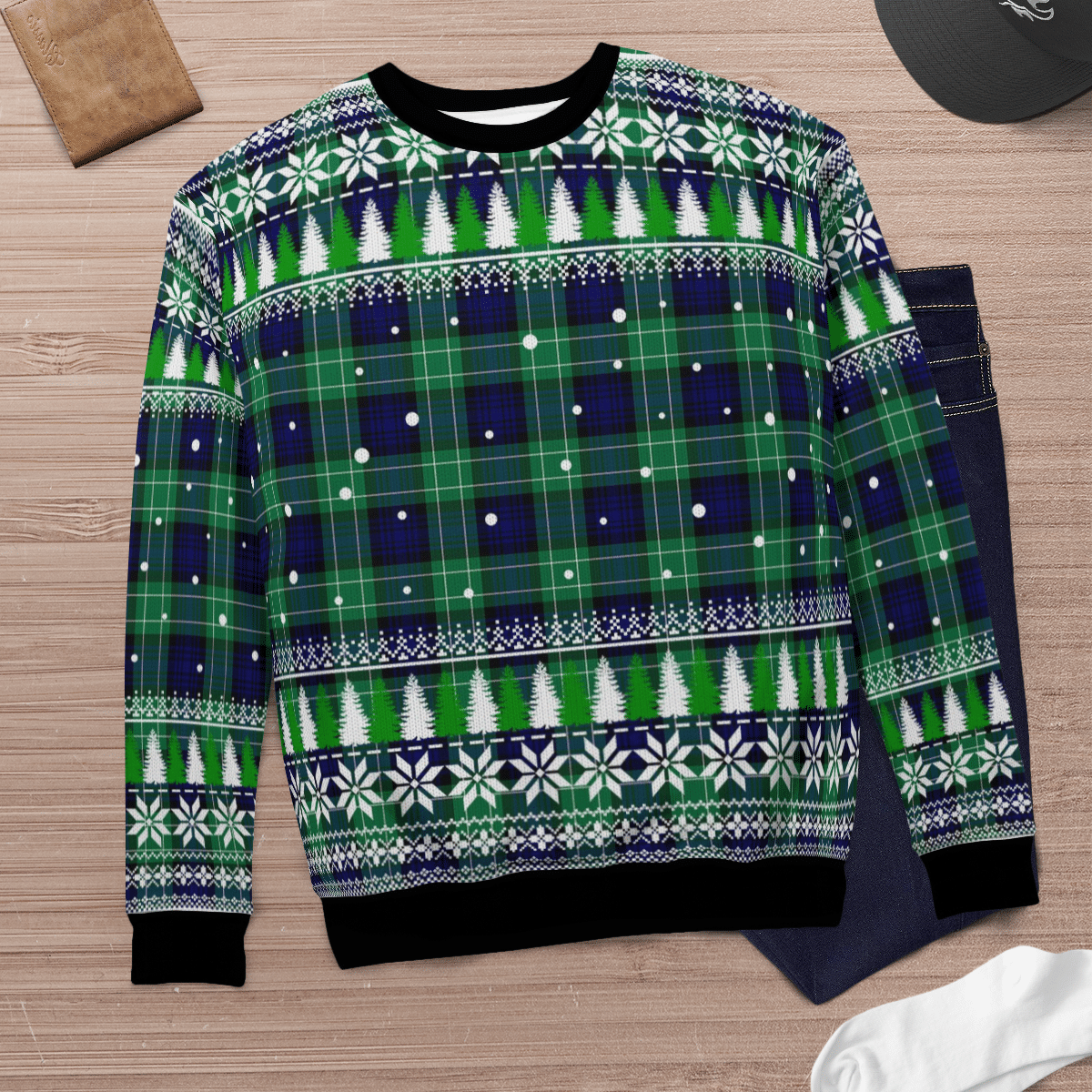 Clan Abercrombie Modern Tartan Christmas Ugly Sweater HG84 Abercrombie Modern Tartan Tartan Ugly Sweater   