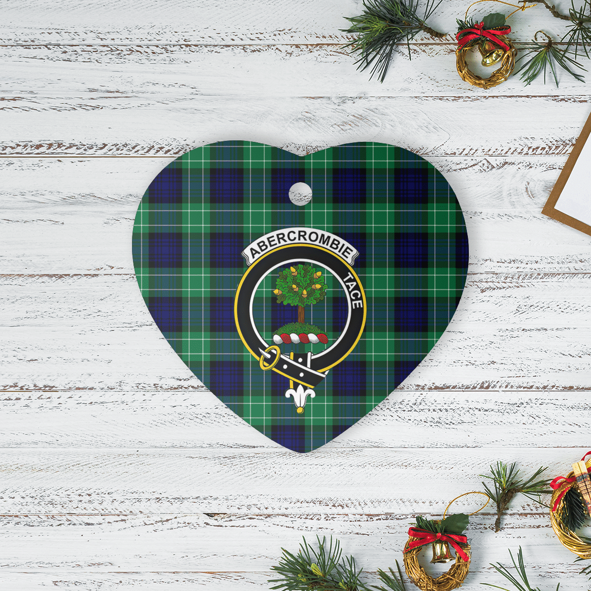 Clan Abercrombie Modern Tartan Crest Heart Ceramic Ornament SI63 Abercrombie Modern Tartan Tartan Christmas   