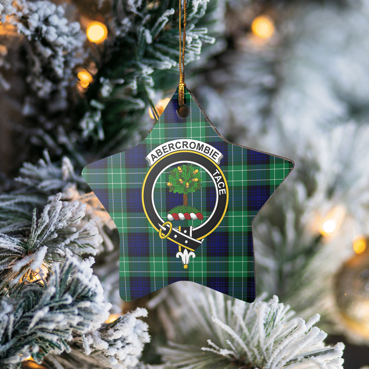 Clan Abercrombie Modern Tartan Crest Star Ceramic Ornament LF89 Abercrombie Modern Tartan Tartan Christmas   