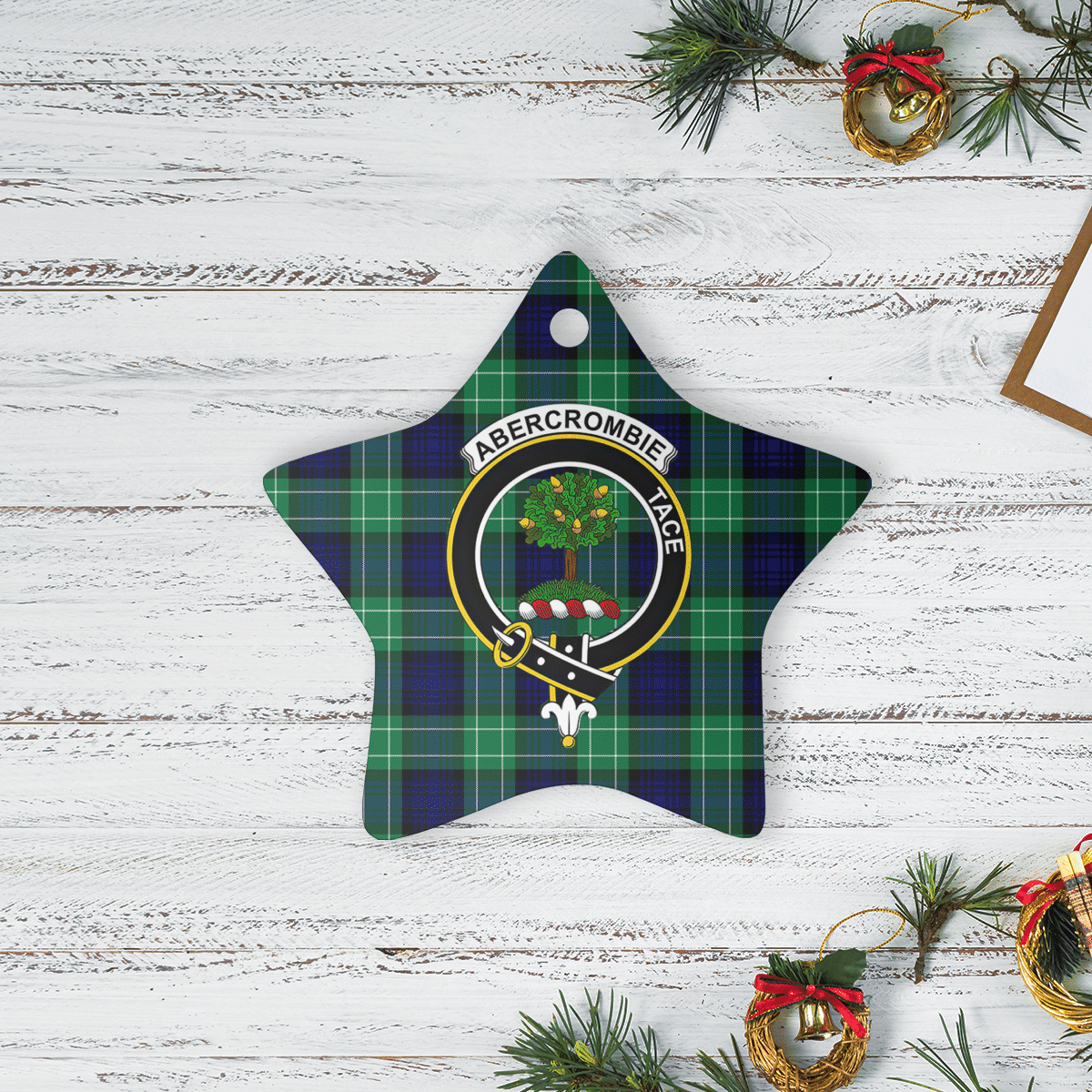 Clan Abercrombie Modern Tartan Crest Star Ceramic Ornament LF89 Abercrombie Modern Tartan Tartan Christmas   