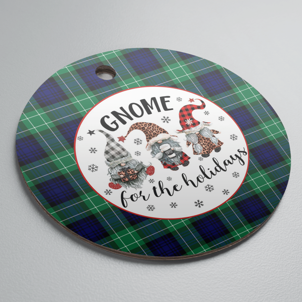 Clan Abercrombie Modern Tartan Gnome Round Ceramic Ornament OD19 Abercrombie Modern Tartan Tartan Christmas   