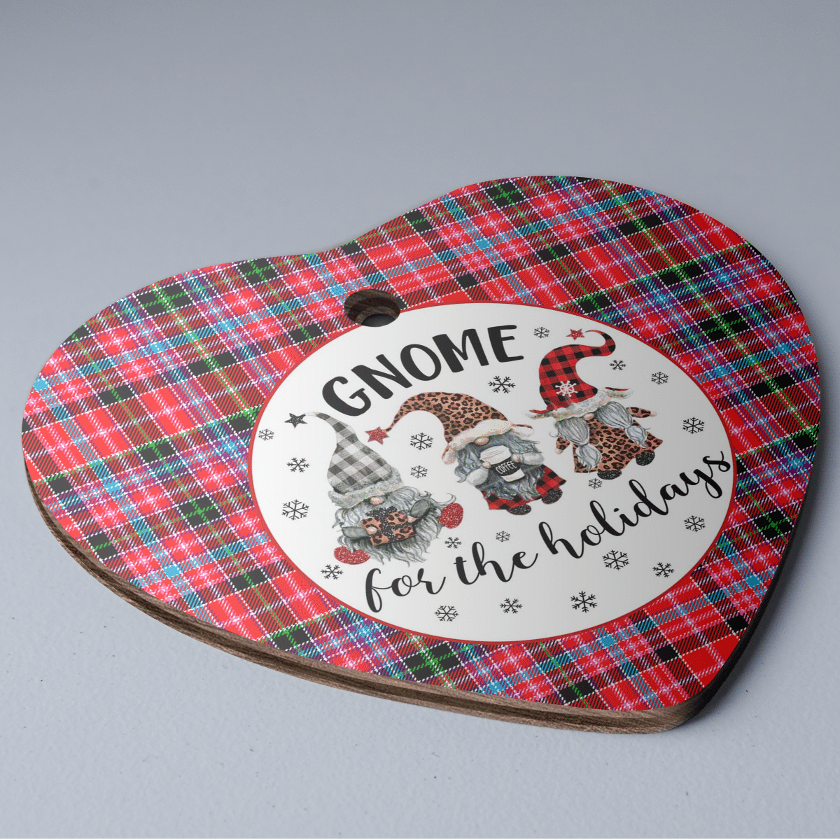 Clan Aberdeen District Tartan Gnome Heart Ceramic Ornament CS54 Aberdeen District Tartan Gnome Tartan Christmas   