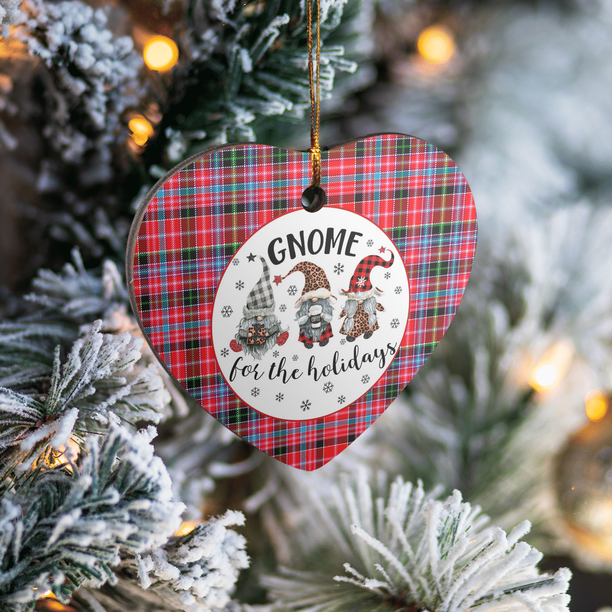 Clan Aberdeen District Tartan Gnome Heart Ceramic Ornament CS54 Aberdeen District Tartan Gnome Tartan Christmas   