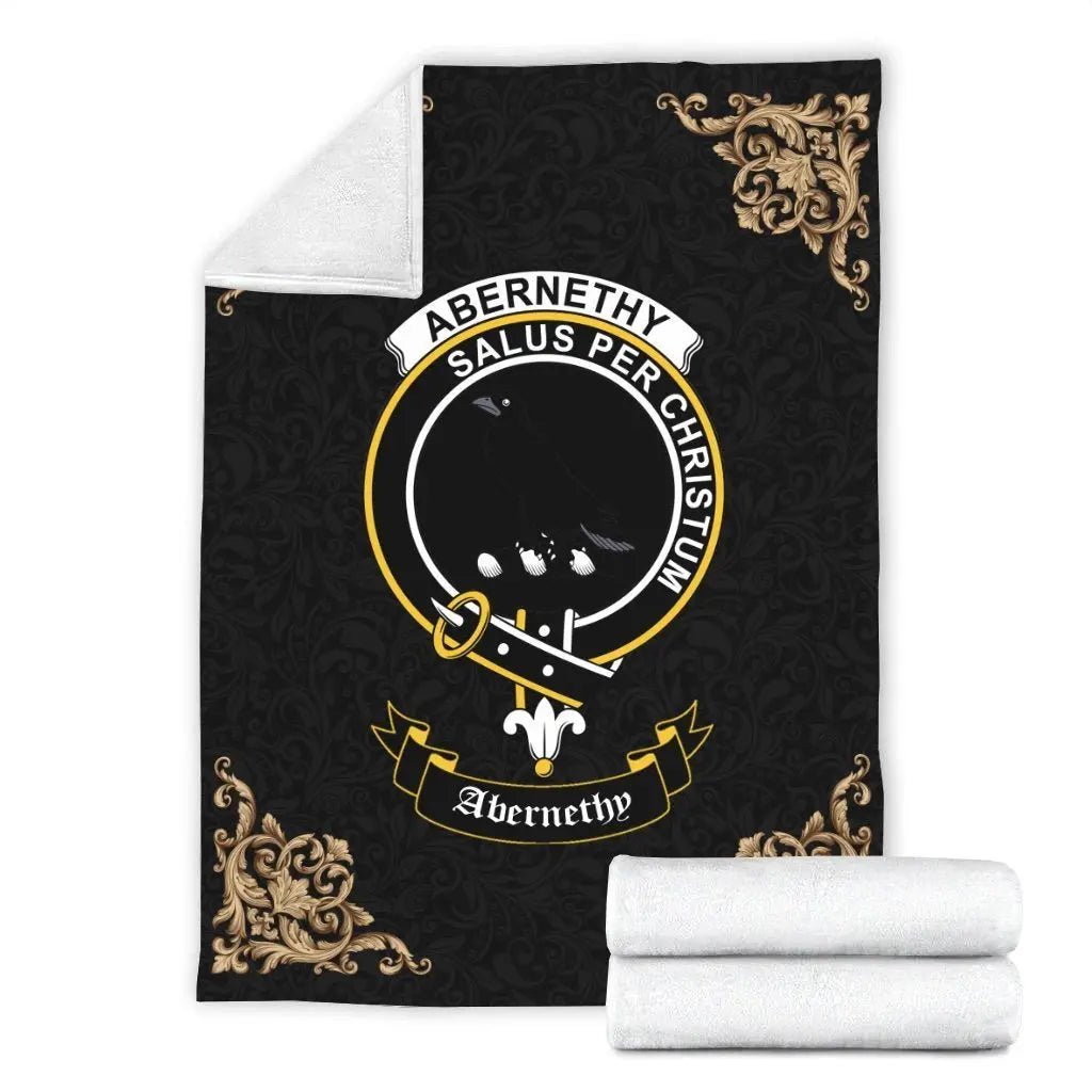 Clan Abernethy Crest Tartan Premium Blanket Black IG99 Clan Abernethy Tartan Today   