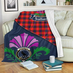 Clan Abernethy Tartan Crest Premium Blanket Thistle Style VC85 Clan Abernethy Tartan Today   