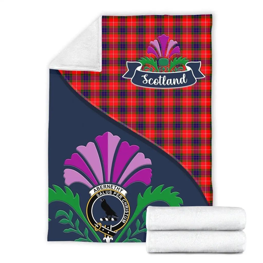 Clan Abernethy Tartan Crest Premium Blanket Thistle Style VC85 Clan Abernethy Tartan Today   