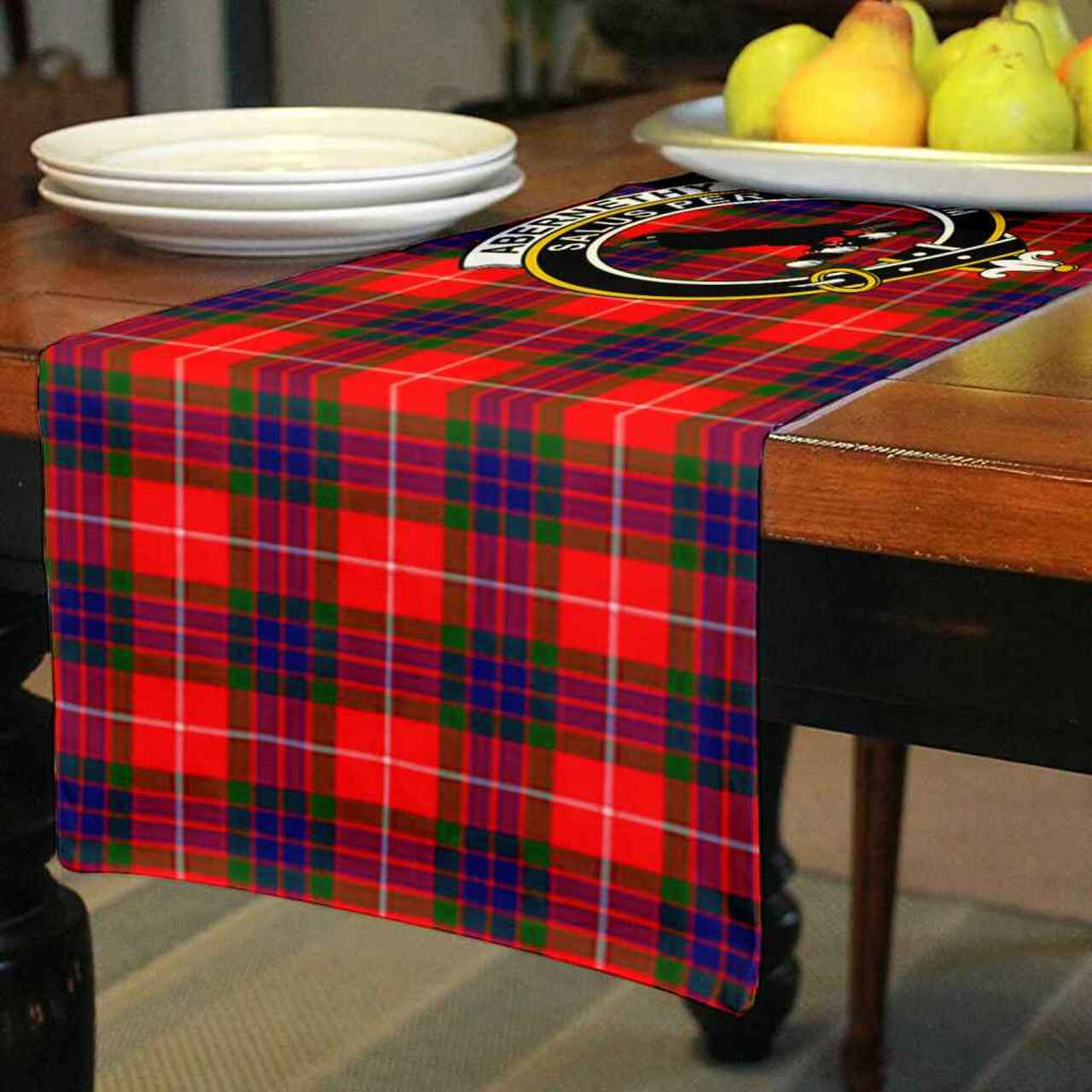 Clan Abernethy Tartan Crest Table Runner Cotton NZ76 Abernethy Tartan Tartan Table Runner   