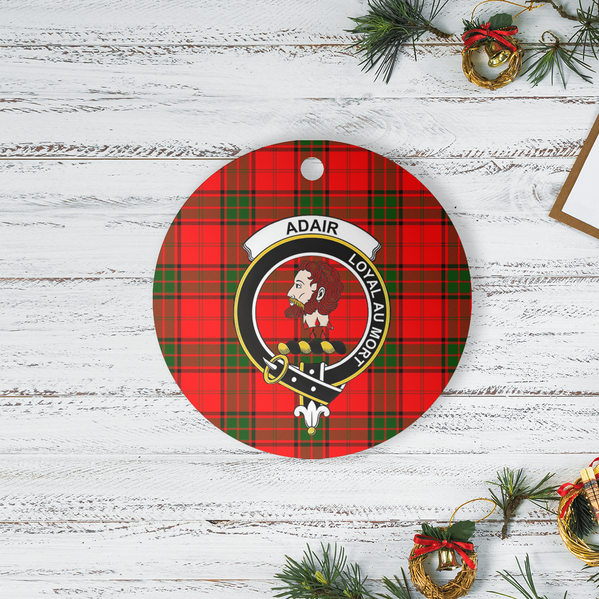 Clan Adair Tartan Crest Round Ceramic Ornament DB89 Adair Tartan Tartan Christmas   