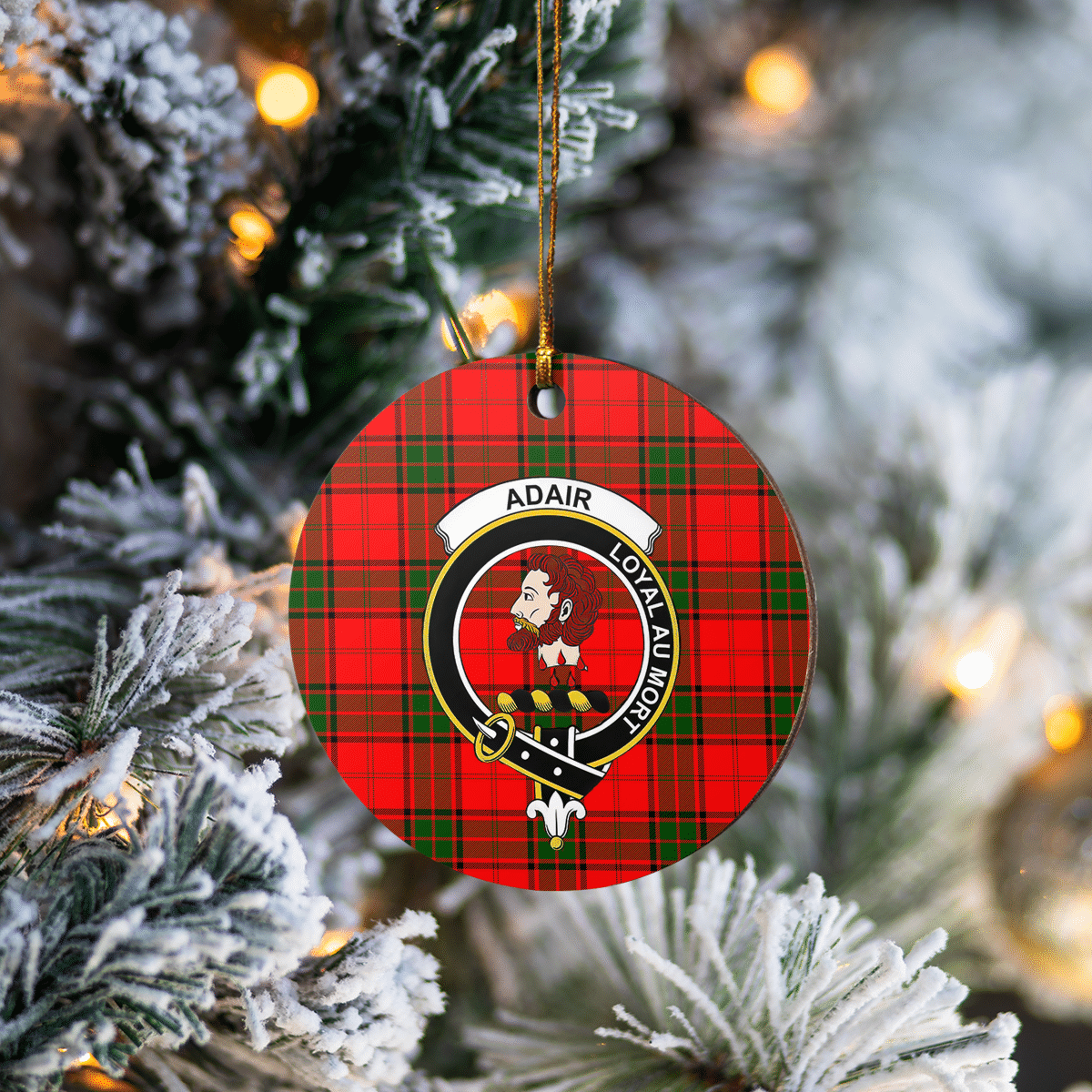 Clan Adair Tartan Crest Round Ceramic Ornament DB89 Adair Tartan Tartan Christmas   