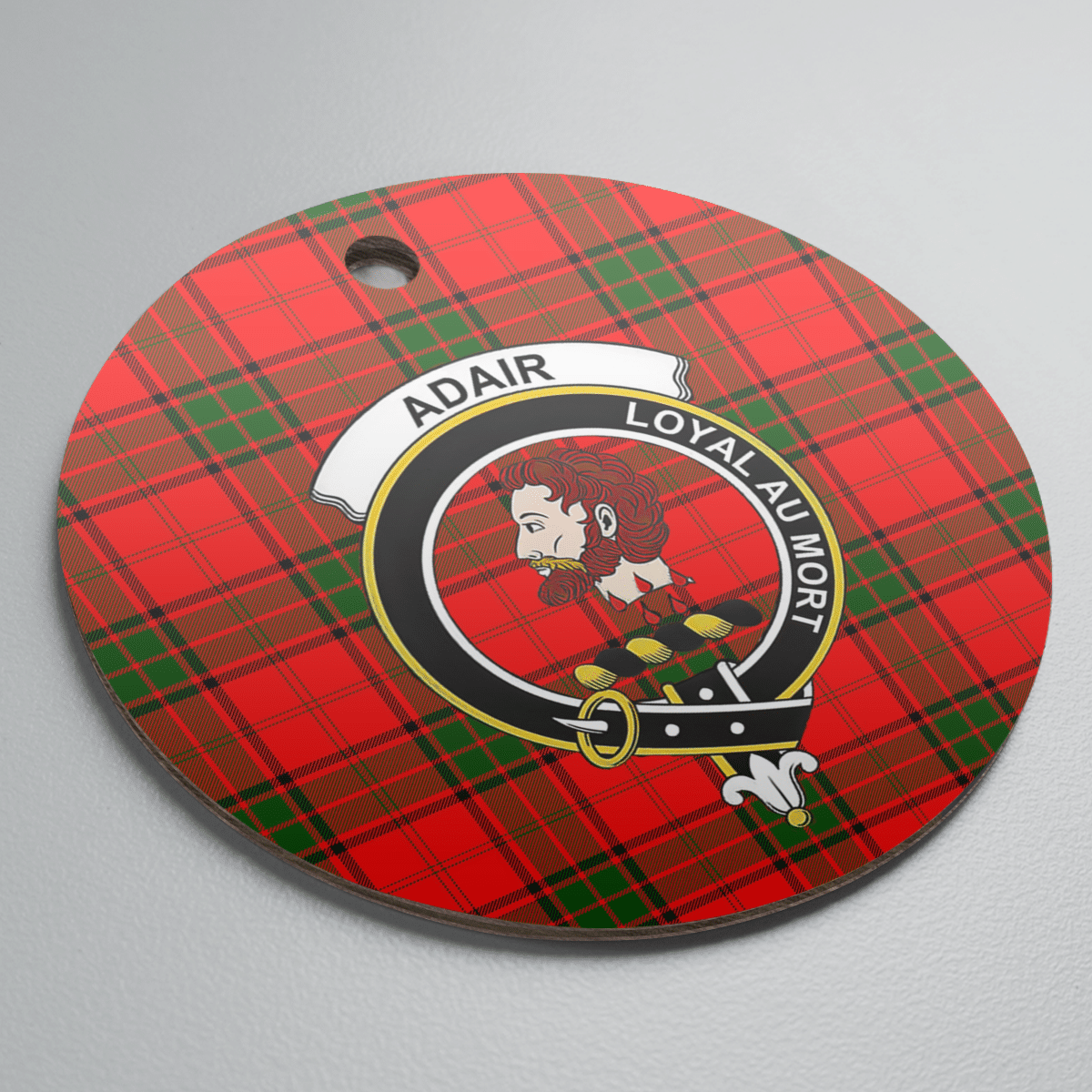 Clan Adair Tartan Crest Round Ceramic Ornament DB89 Adair Tartan Tartan Christmas   