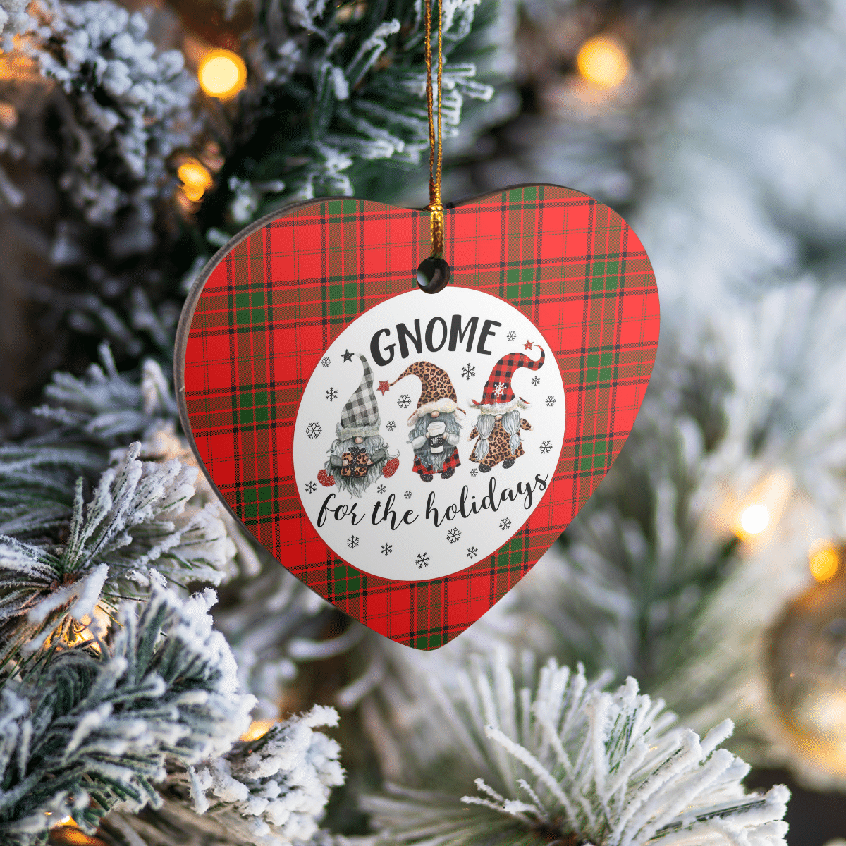 Clan Adair Tartan Gnome Heart Ceramic Ornament MH41 Adair Tartan Gnome Tartan Christmas   