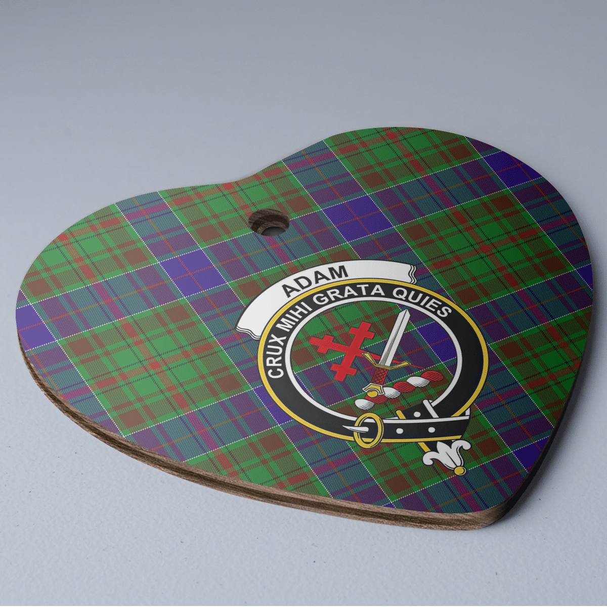 Clan Adam Tartan Crest Heart Ceramic Ornament KX87 Adam Tartan Tartan Christmas   