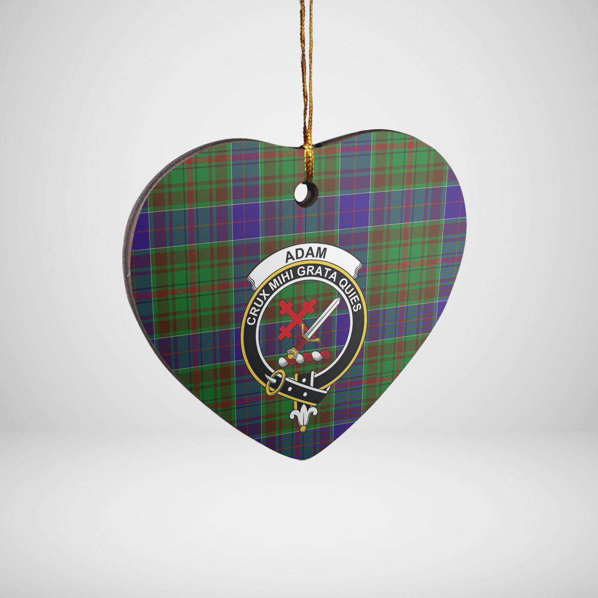 Clan Adam Tartan Crest Heart Ceramic Ornament KX87 Adam Tartan Tartan Christmas   