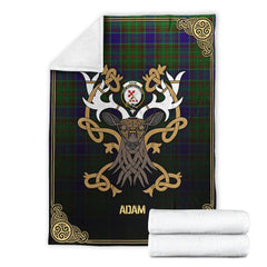 Clan Adam Tartan Crest Premium Blanket Celtic Stag Style KO87 Clan Adam Tartan Today   