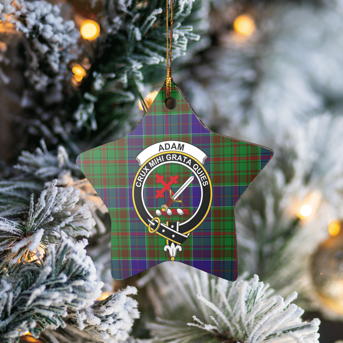 Clan Adam Tartan Crest Star Ceramic Ornament OC68 Adam Tartan Tartan Christmas   