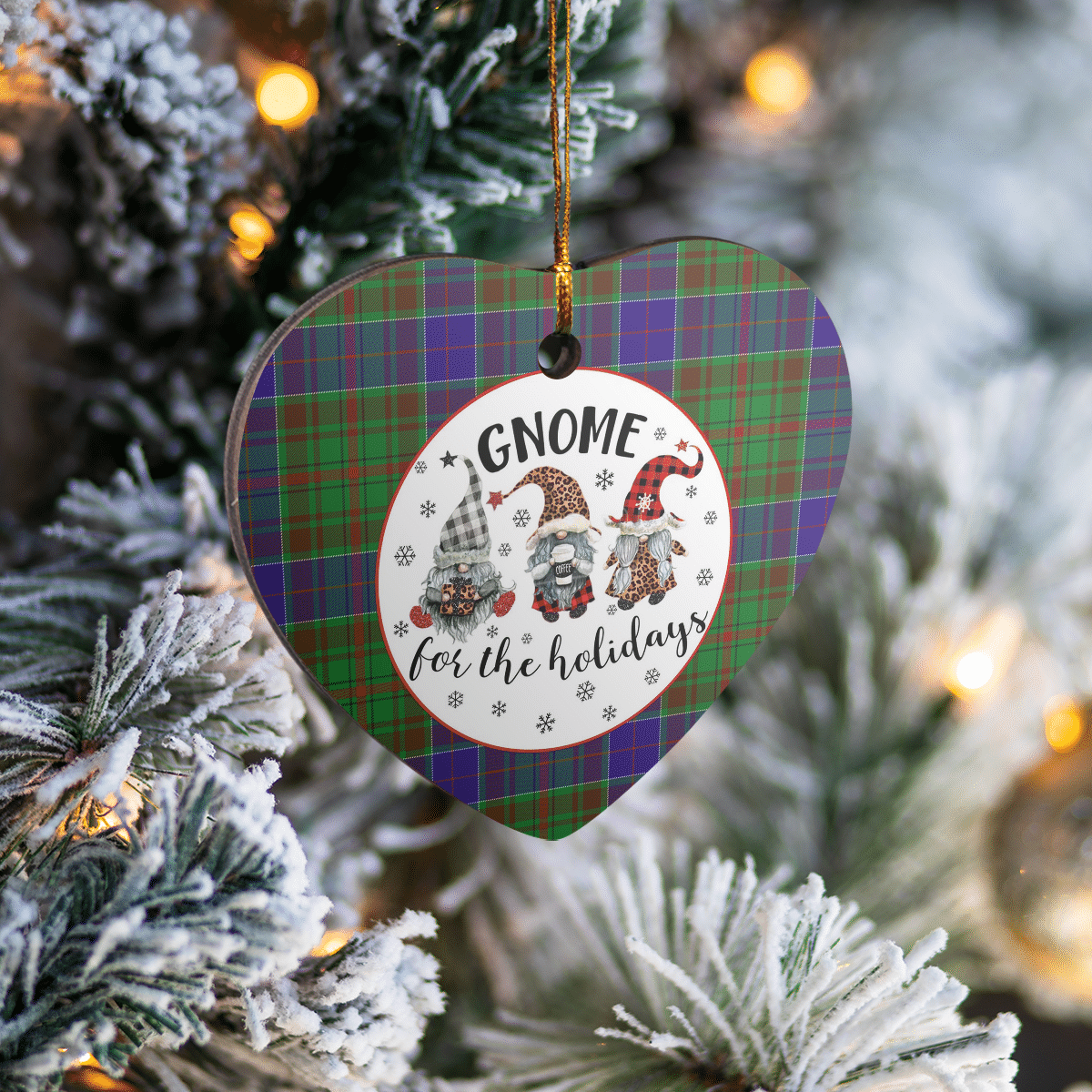 Clan Adam Tartan Gnome Heart Ceramic Ornament WL92 Adam Tartan Gnome Tartan Christmas   