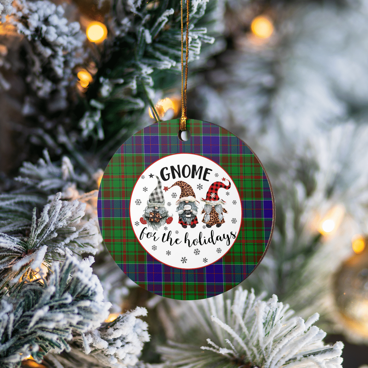 Clan Adam Tartan Gnome Round Ceramic Ornament KI16 Adam Tartan Tartan Christmas   