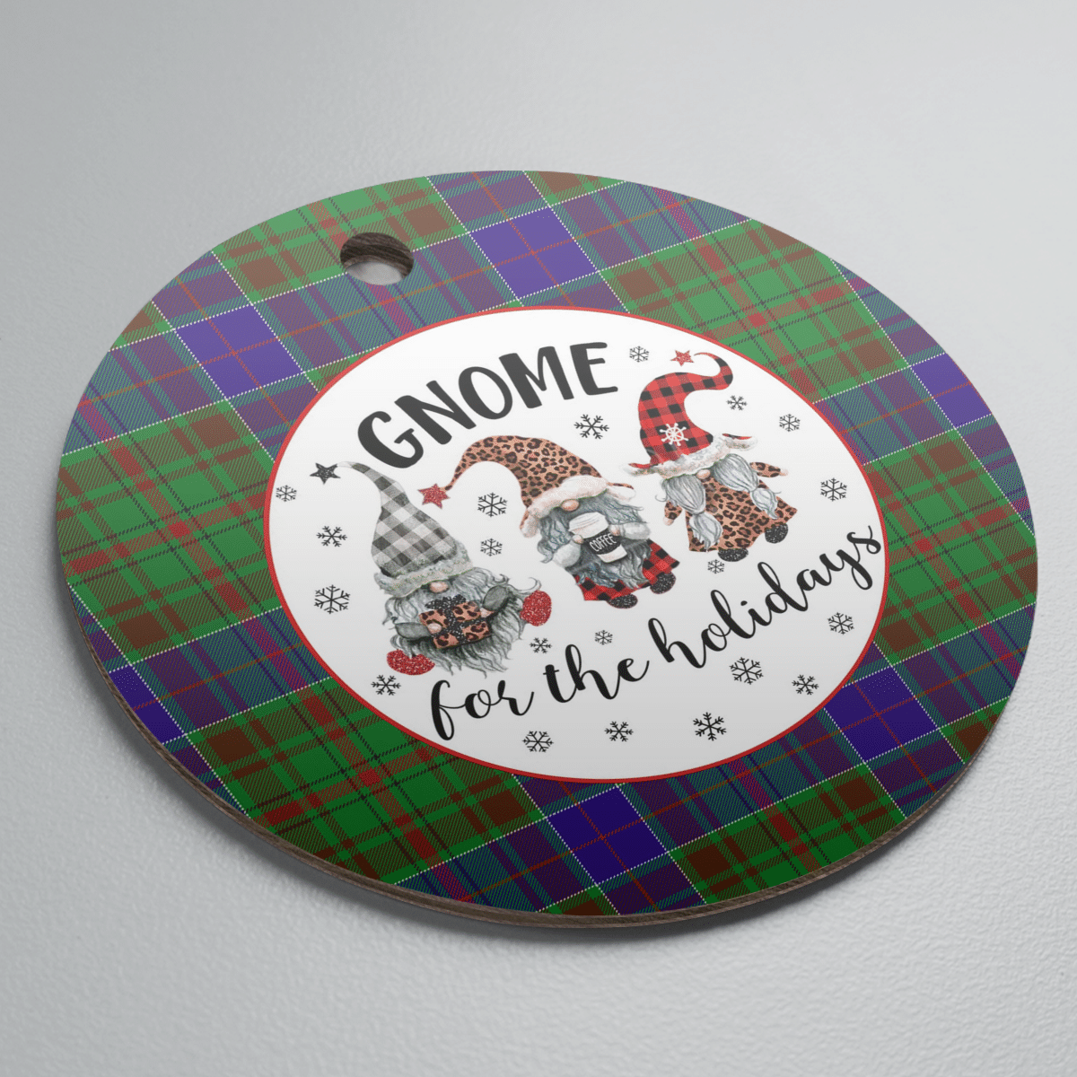 Clan Adam Tartan Gnome Round Ceramic Ornament KI16 Adam Tartan Tartan Christmas   