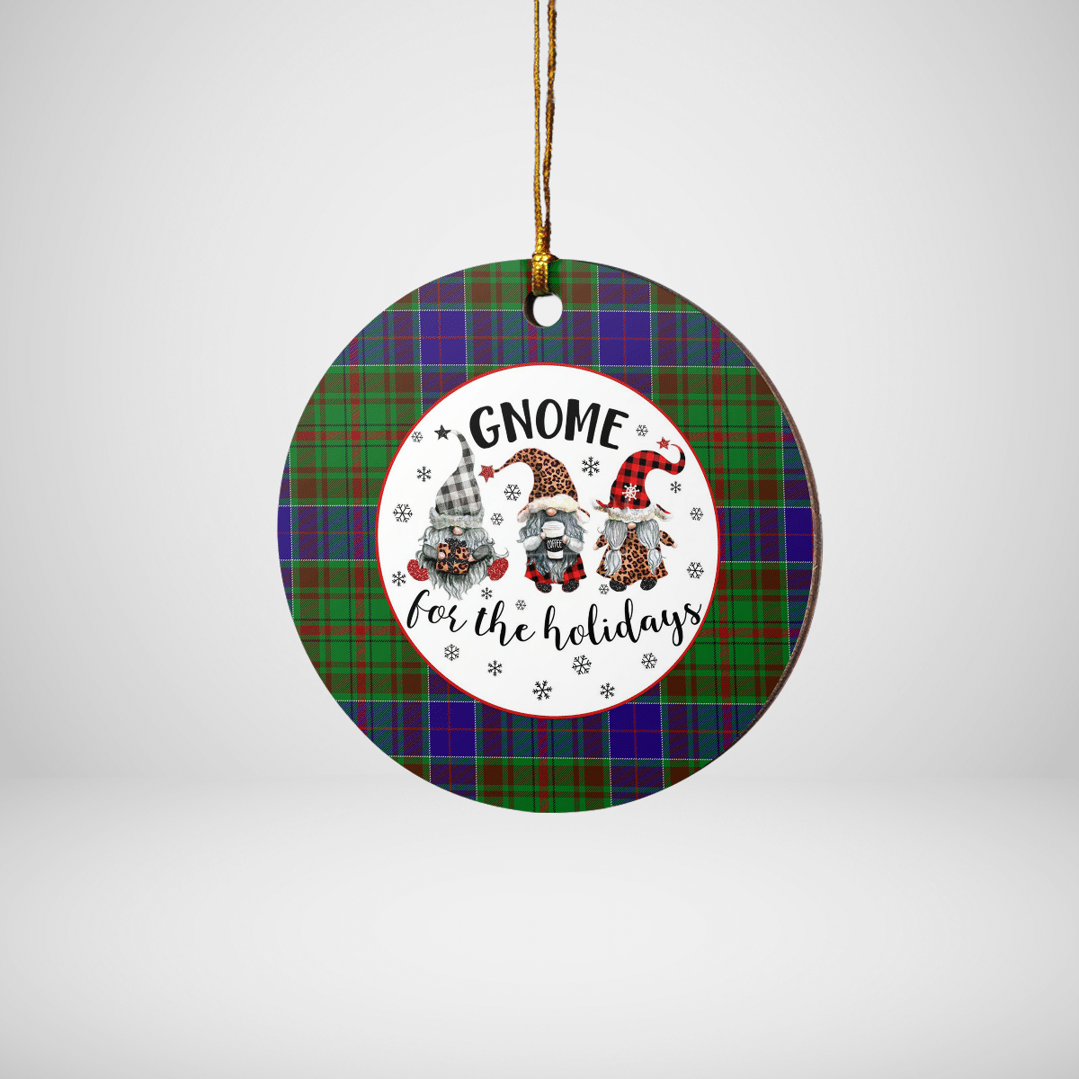 Clan Adam Tartan Gnome Round Ceramic Ornament KI16 Adam Tartan Tartan Christmas   