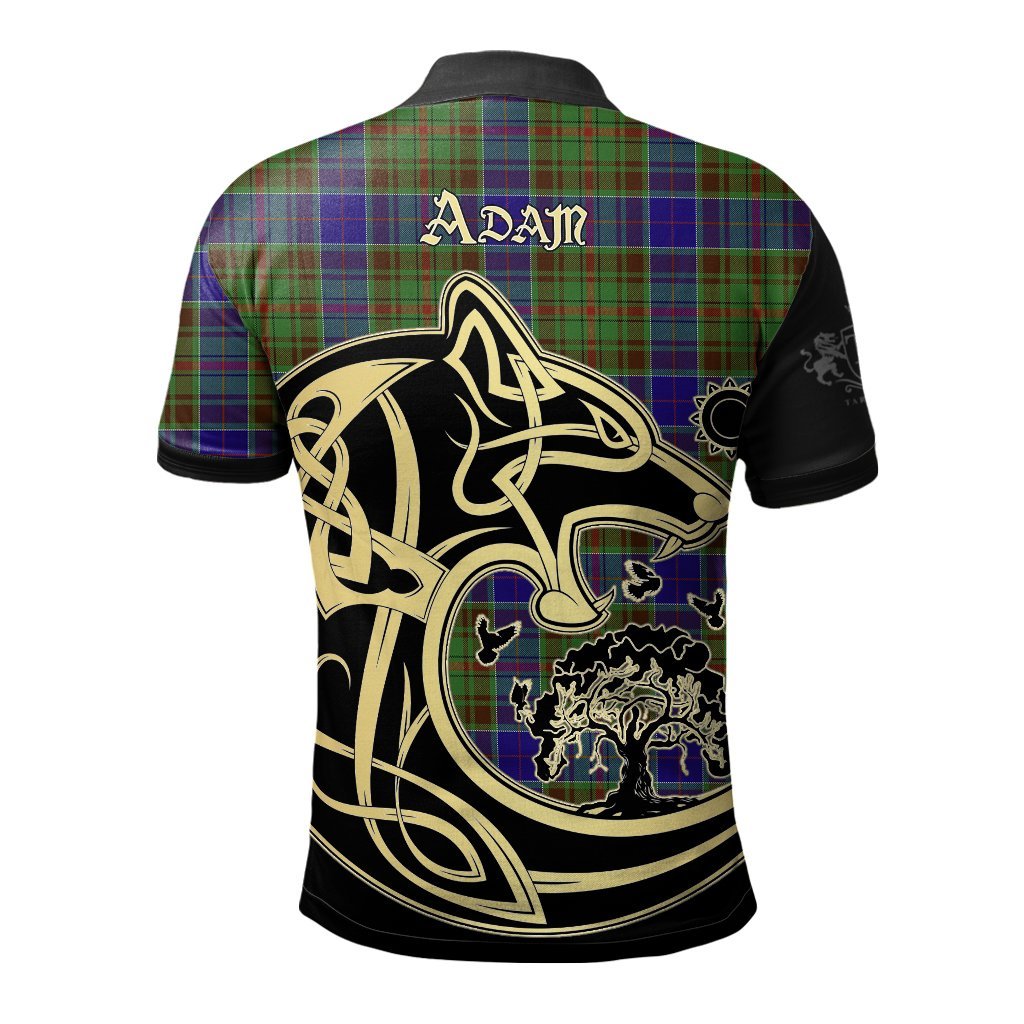 Clan Adam Tartan Polo Shirt Viking Wolf CC20 Adam Tartan Tartan Polo   