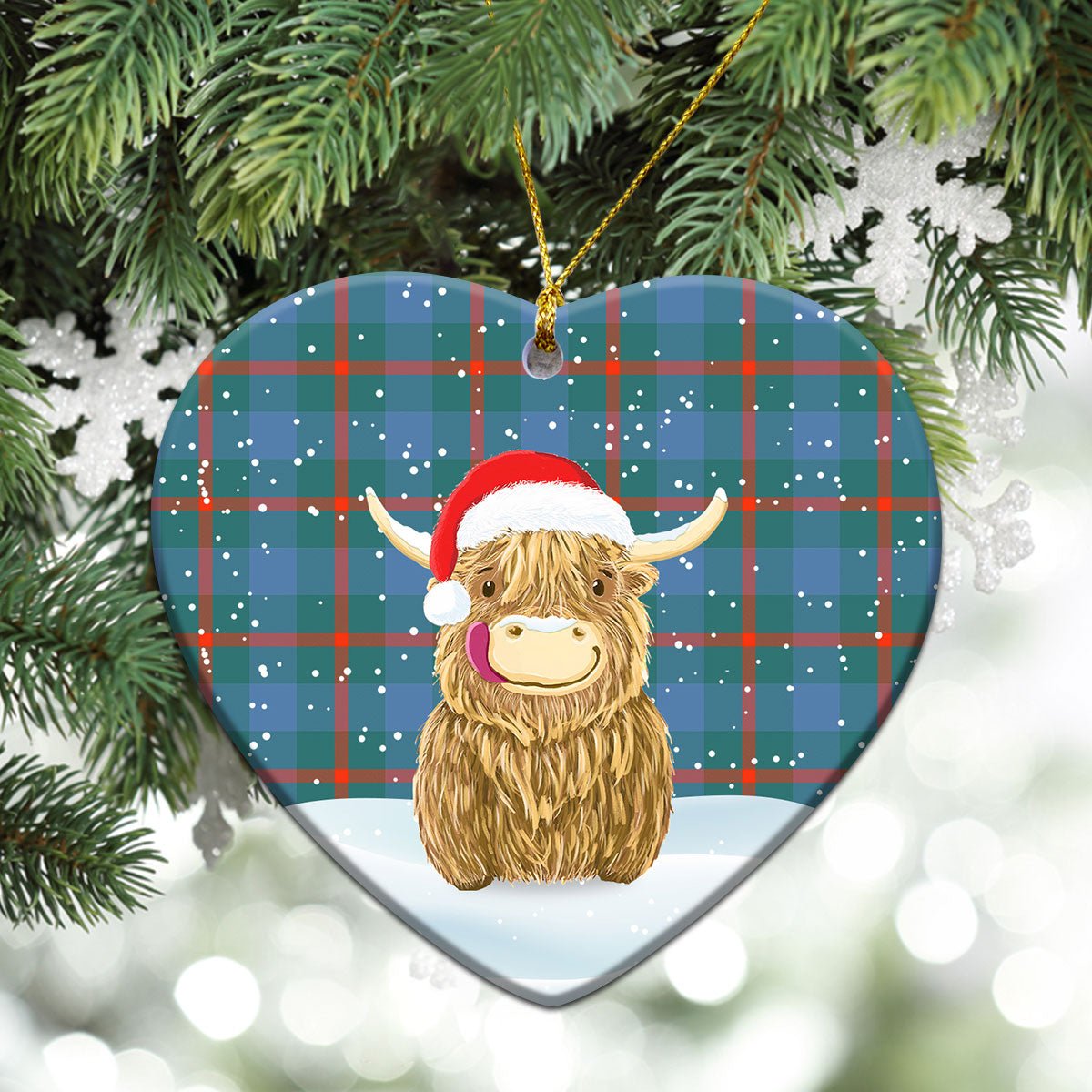 Clan Agnew Ancient Tartan Christmas Ceramic Ornament Highland Cows Style CS52 Agnew Ancient Tartan Tartan Ornament   