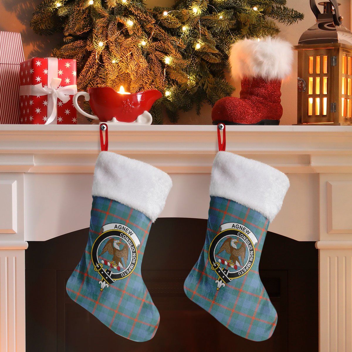 Clan Agnew Ancient Tartan Crest Christmas Stocking OK23 Agnew Ancient Tartan Tartan Stocking   