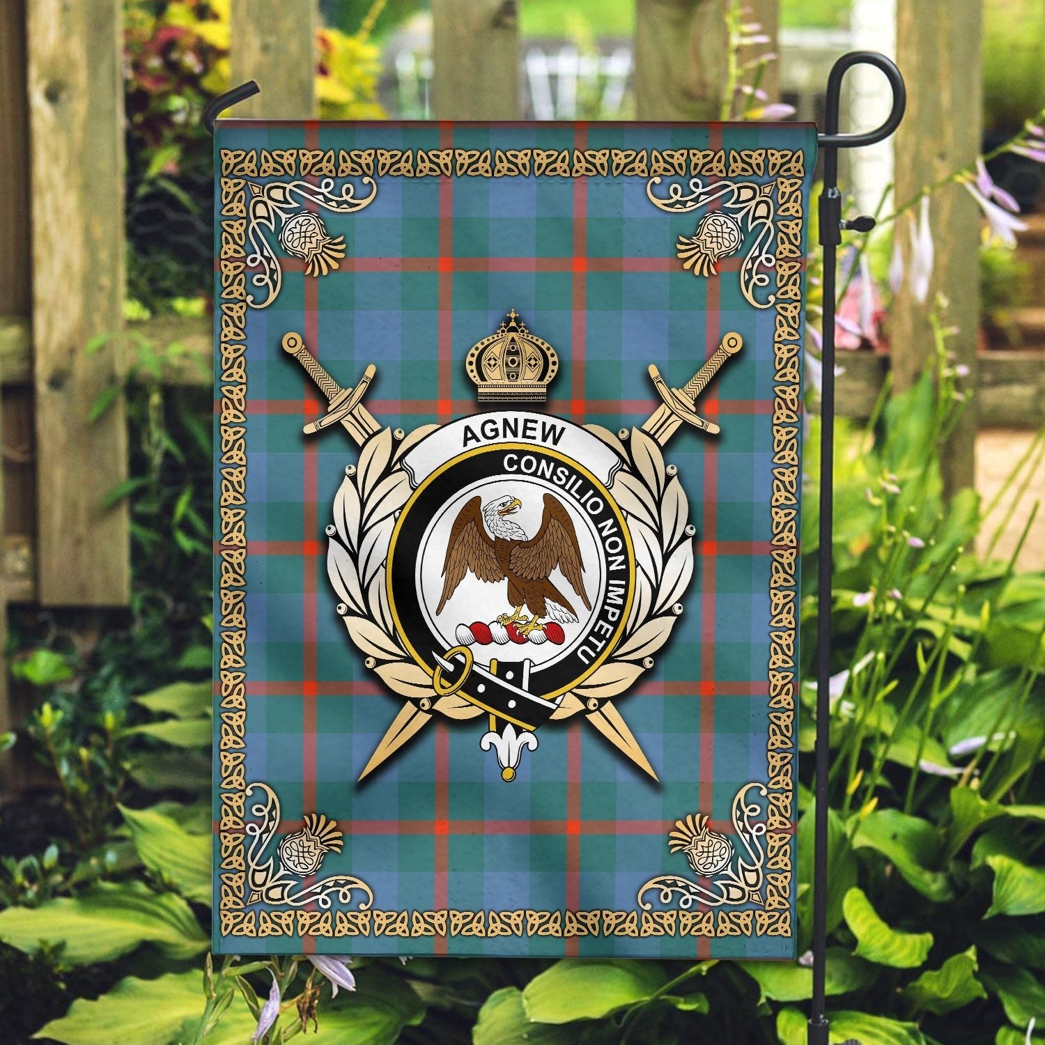 Clan Agnew Ancient Tartan Crest Garden Flag  - Celtic Thistle  HL37 Clan Agnew Tartan Today   