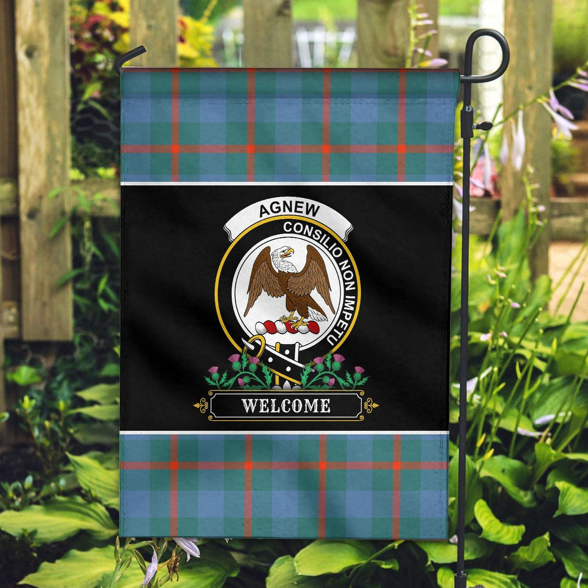 Clan Agnew Ancient Tartan Crest Garden Flag  - Welcome  GV81 Clan Agnew Tartan Today   