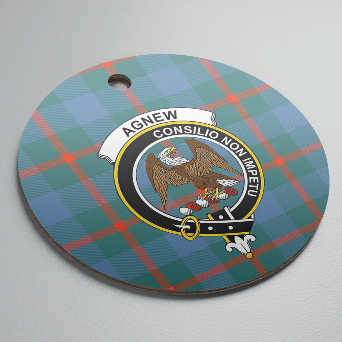 Clan Agnew Ancient Tartan Crest Round Ceramic Ornament IG74 Agnew Ancient Tartan Tartan Christmas   