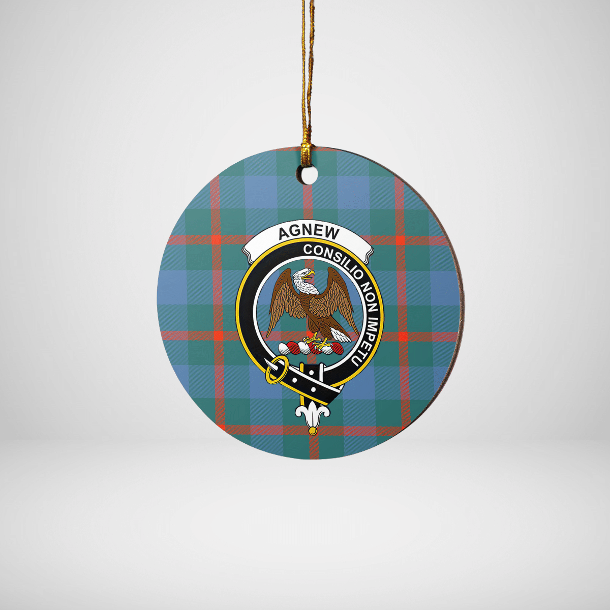 Clan Agnew Ancient Tartan Crest Round Ceramic Ornament IG74 Agnew Ancient Tartan Tartan Christmas   