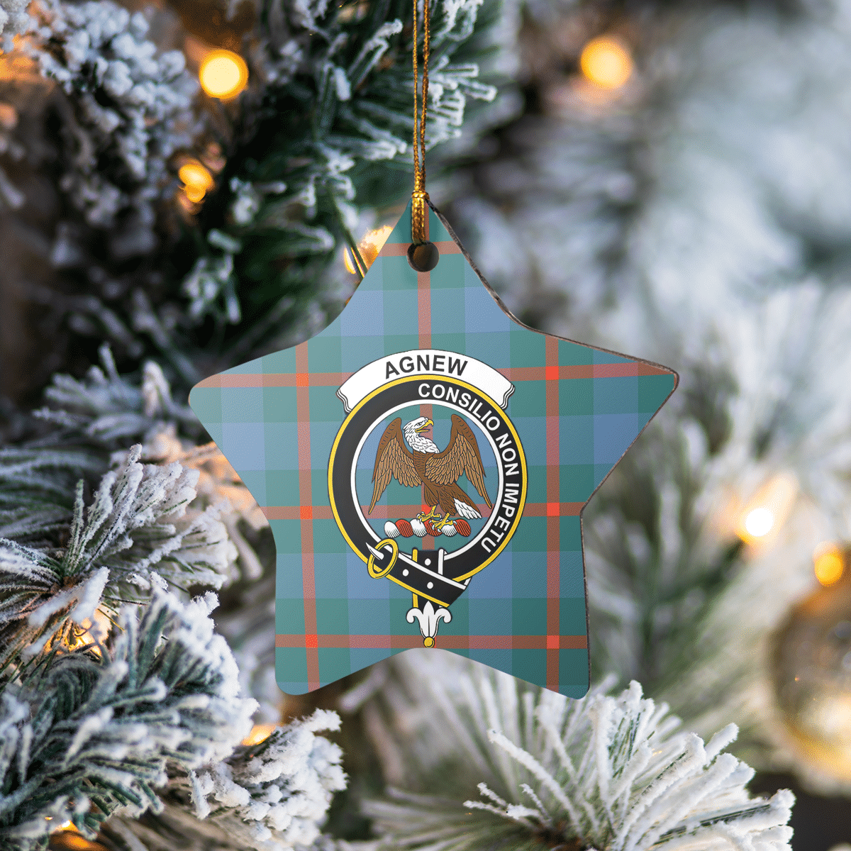 Clan Agnew Ancient Tartan Crest Star Ceramic Ornament VF35 Agnew Ancient Tartan Tartan Christmas   