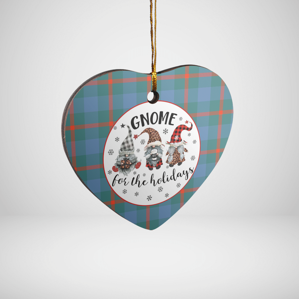 Clan Agnew Ancient Tartan Gnome Heart Ceramic Ornament CN39 Agnew Ancient Tartan Gnome Tartan Christmas   