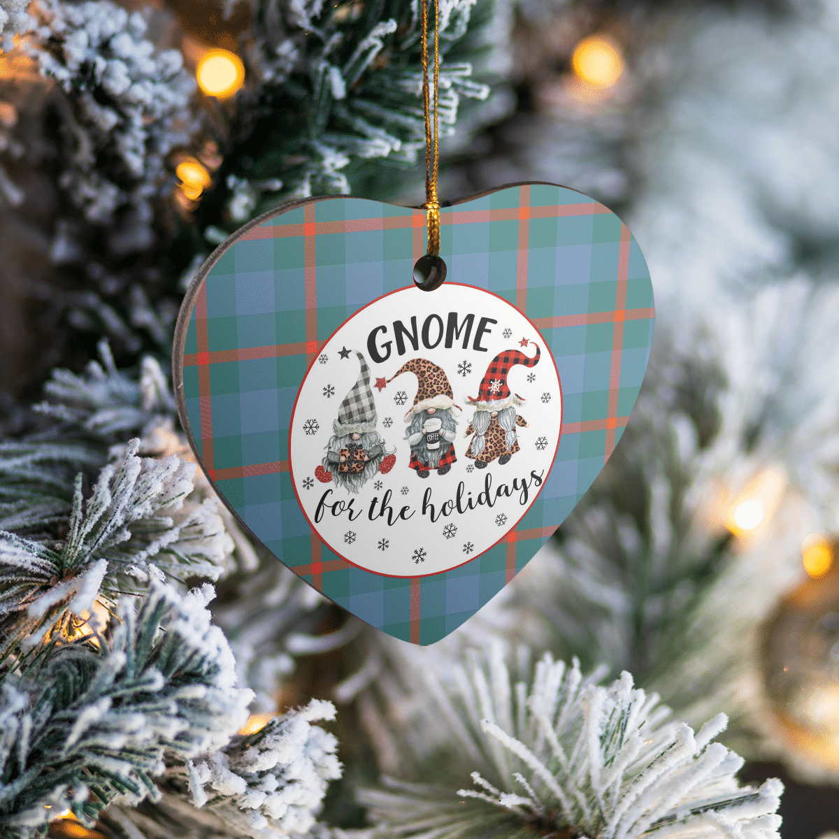 Clan Agnew Ancient Tartan Gnome Heart Ceramic Ornament CN39 Agnew Ancient Tartan Gnome Tartan Christmas   