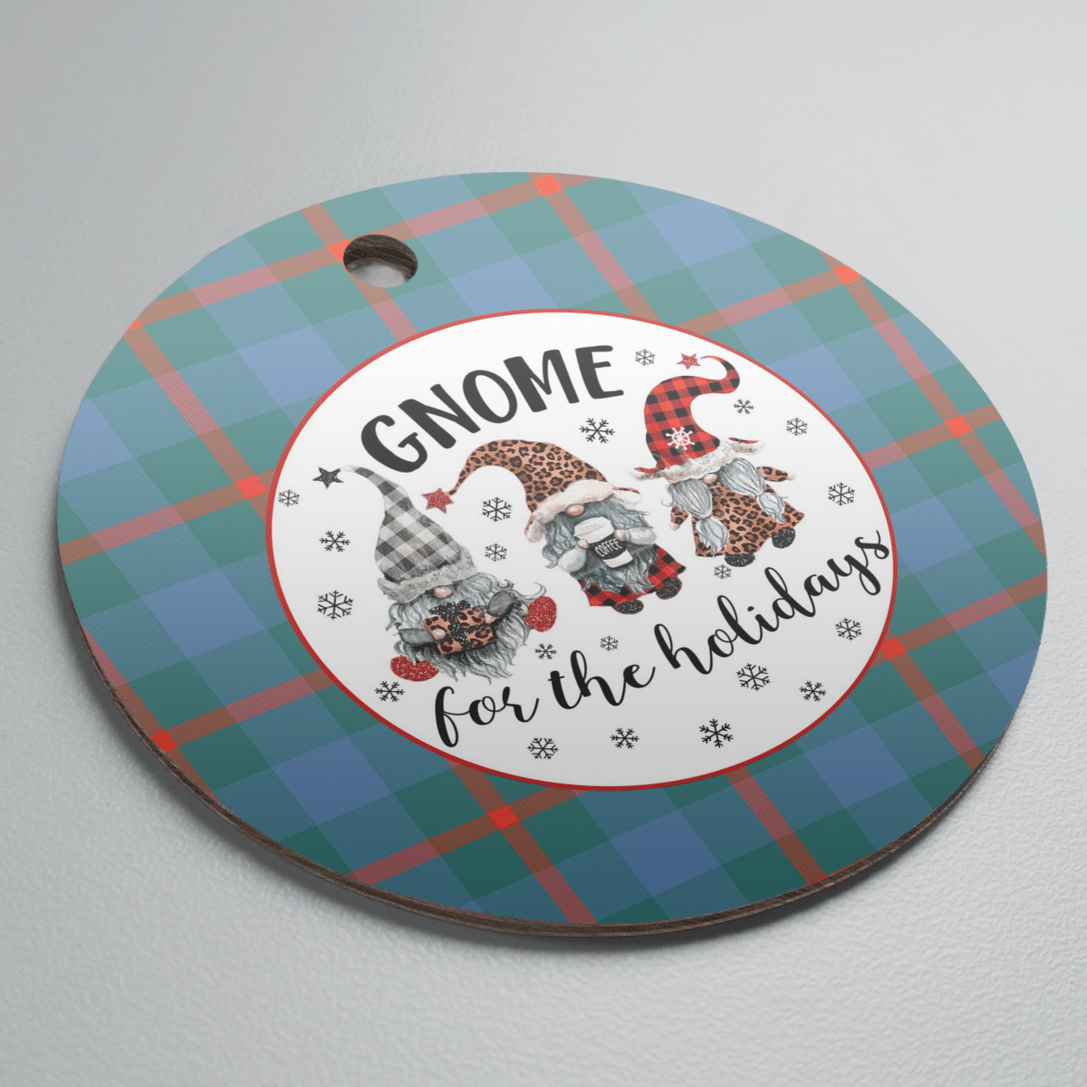 Clan Agnew Ancient Tartan Gnome Round Ceramic Ornament FW95 Agnew Ancient Tartan Tartan Christmas   