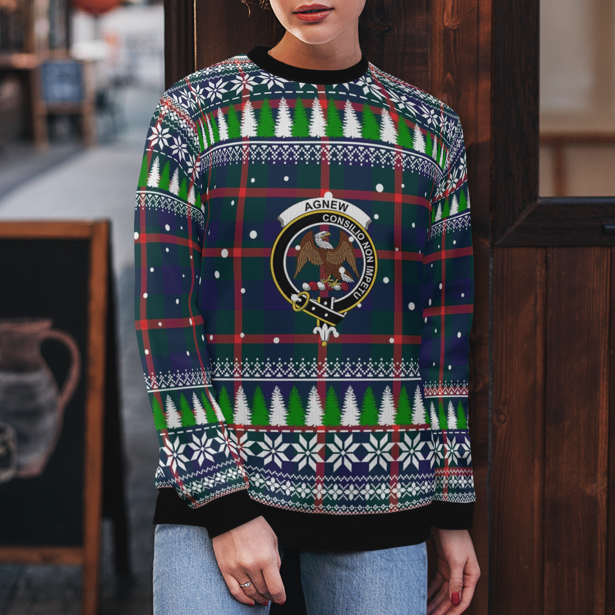 Clan Agnew Modern Crest Tartan Christmas Ugly Sweater RF27 Agnew Modern Crest Tartan Tartan Ugly Sweater   