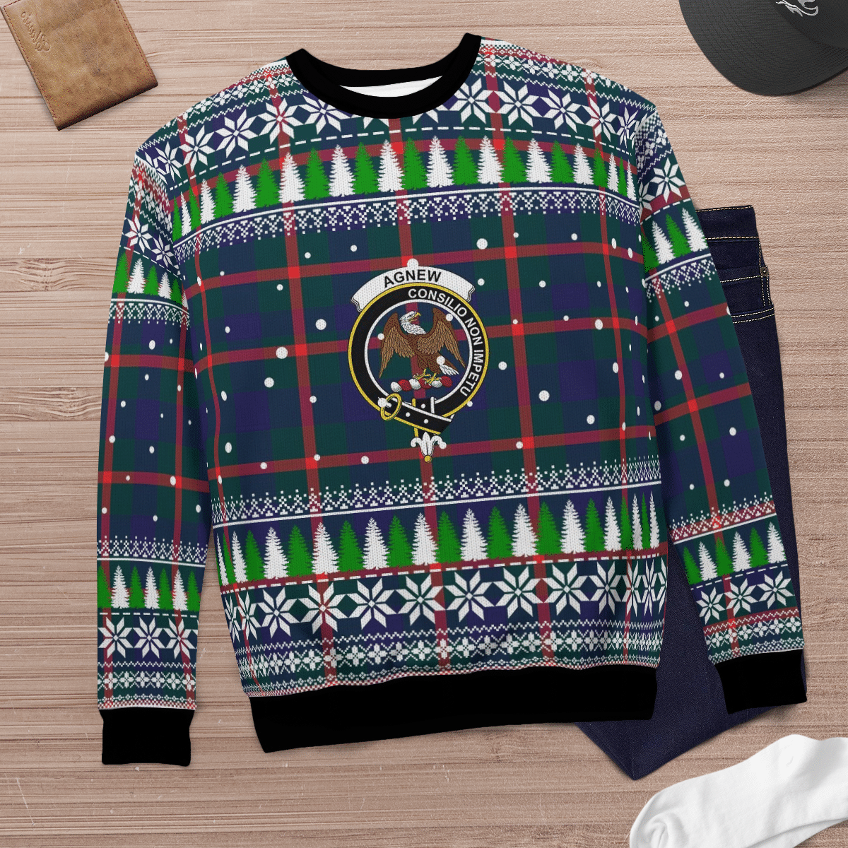 Clan Agnew Modern Crest Tartan Christmas Ugly Sweater RF27 Agnew Modern Crest Tartan Tartan Ugly Sweater   