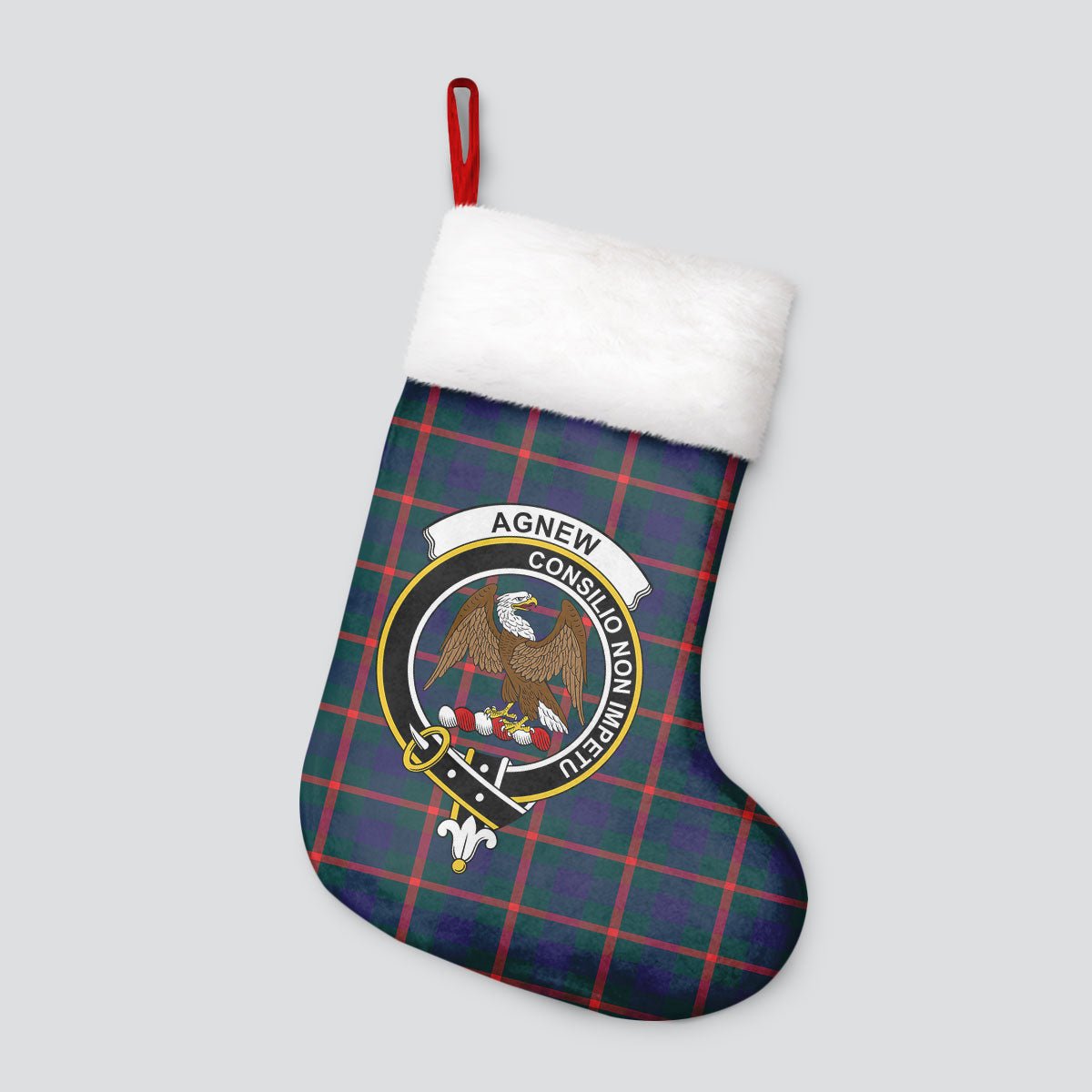 Clan Agnew Modern Tartan Crest Christmas Stocking FR27 Agnew Modern Tartan Tartan Stocking   