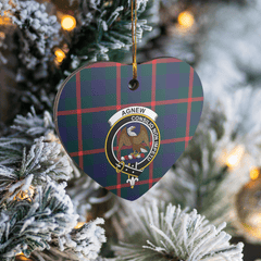 Clan Agnew Modern Tartan Crest Heart Ceramic Ornament RO37 Agnew Modern Tartan Tartan Christmas   