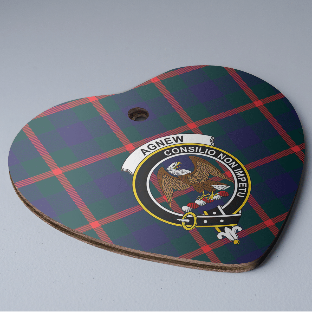 Clan Agnew Modern Tartan Crest Heart Ceramic Ornament RO37 Agnew Modern Tartan Tartan Christmas   