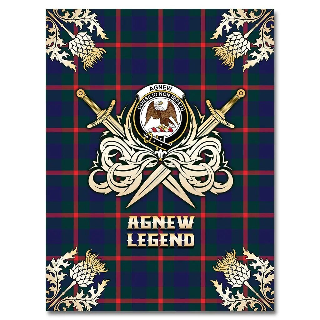 Clan Agnew Modern Tartan Gold Courage Symbol Blanket BN86 Clan Agnew Tartan Today   