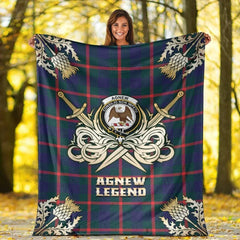 Clan Agnew Modern Tartan Gold Courage Symbol Blanket BN86 Clan Agnew Tartan Today   