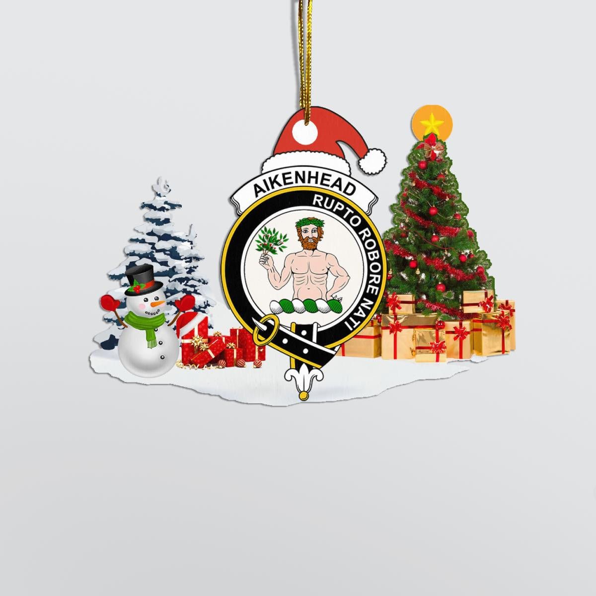 Clan Aikenhead Crest Tartan Acrylic Christmas Ornament IE97 Aikenhead Tartan Tartan Christmas   